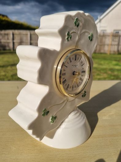 Donegal Parian China, an Irish mantel clock in the shape of a map of Ireland