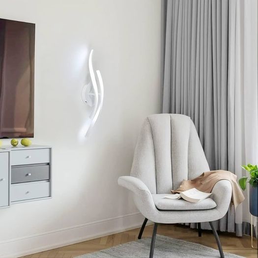 LED Ceiling Light, White Ceiling Lamp 18W, Creative Modern Fitting Ceiling Lighting Future for Living Room Kitchen Bedroom, Cold White Light 6500K, Long 52cm