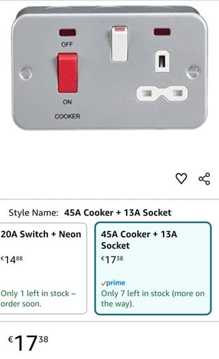 Cooker switch socket.