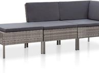 main image for ad 3-piece garden furniture with cushions seating group garden set lounge sofa seating set garden set garden sofa corner sofa middle sofa ottoman poly rattan gray