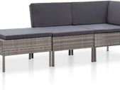 3-piece garden furniture with cushions seating group garden set lounge sofa seating set garden set garden sofa corner sofa middle sofa ottoman poly rattan gray
