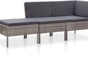 3-piece garden furniture with cushions seating group garden set lounge sofa seating set garden set garden sofa corner sofa middle sofa ottoman poly rattan gray