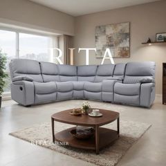 Rita Air Leather Recliner Sofa With Console