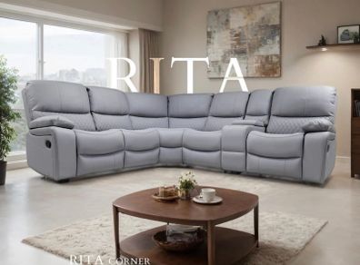 Rita Air Leather Recliner Sofa With Console