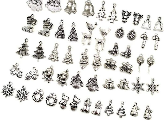 Christmas Tree Mixed Charm Silver Holiday Pendant DIY for Bracelet Necklace Jewelry Making Crafting 54pcs (FREE POSTAGE)