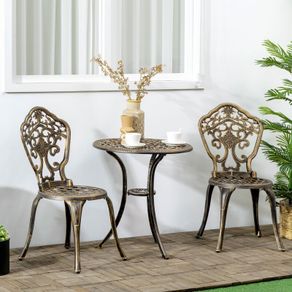 Garden Bistro Set Cast Aluminium