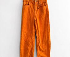 Pre Owned Primark Bright Orange Wide Leg Denim Jeans