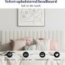 4ft6 Double Bed Frame, Upholstered Platform Bed with Adjustable Velvet Headboard, Sturdy Wooden Slats, Silent Design, No Spring Mattress Required, Easy Assembly, Beige Image 5