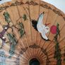 Vintage Oriental Hand Painted Bamboo Umbrella Image 3