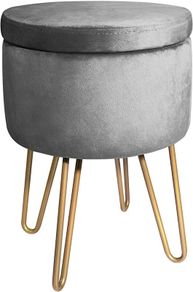 Velvet Dressing Table Stool, Round Vanity Stool with Storange, Bedroom Ottoman Stool with Metal Legs for Home Living Room Fitting Room Bedroom MULTIPLE COLOURS AVAILABLE (FREE POSTAGE)