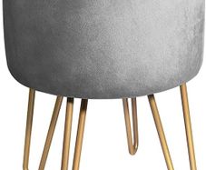 Velvet Dressing Table Stool, Round Vanity Stool with Storange, Bedroom Ottoman Stool with Metal Legs for Home Living Room Fitting Room Bedroom MULTIPLE COLOURS AVAILABLE (FREE POSTAGE)