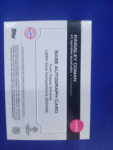 2024-25 Topps Chrome UEFA Kingsley Coman Auto FC Bayern Munich
