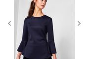 Ted Baker navy bell sleeve round neck top size 2 uk 10
