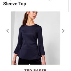 Ted Baker navy bell sleeve round neck top size 2 uk 10
