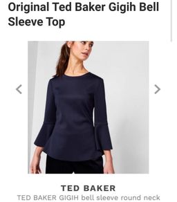 Ted Baker navy bell sleeve round neck top size 2 uk 10