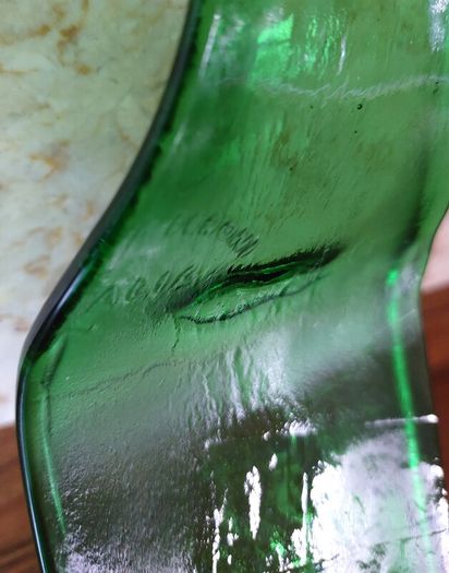 Upcycled Handmade Fused Green Glass Beer Bottles
