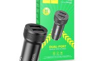 Hoco Z49 Level Dual Port Aluminum Car Charger Black