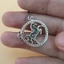 925 Sterling Silver Horse Pendant Necklace Round CZ Stone Circle Design Jewelry Image 3
