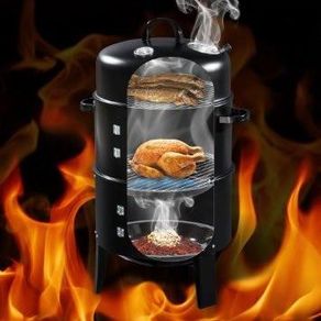 Charcoal Barbecue Smoker With Heat Indicator