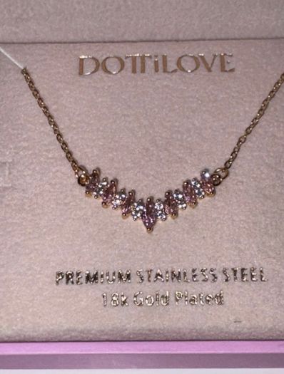 Pink and white jeweled necklace
