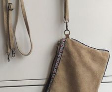 Authentic Italian Suede Crossbody Bag Genuine Leather Boho Style