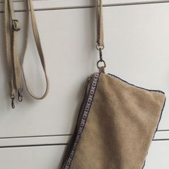 Authentic Italian Suede Crossbody Bag Genuine Leather Boho Style