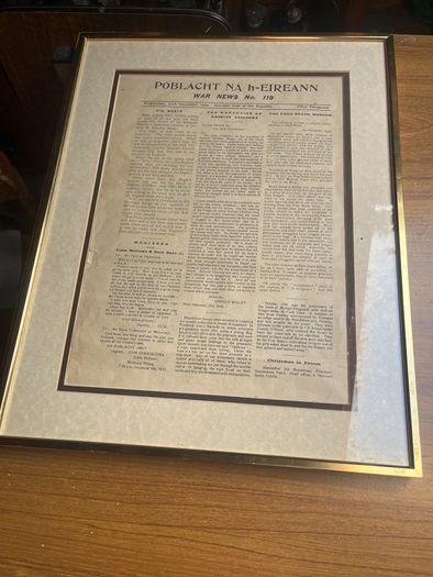 Original framed Poblacht NA h = EIREANN  war news number 119