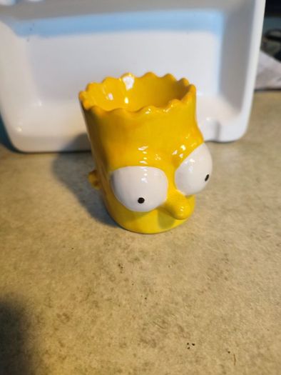 The Simpsons Bart Simpson Ceramic Single Yellow Egg Cup Holder Collectible