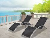 Sun Loungers with Table Aluminium Black