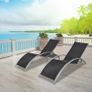 Sun Loungers with Table Aluminium Black Image 4