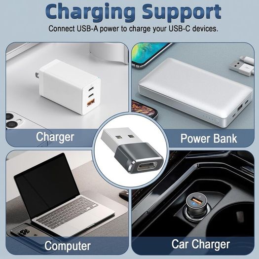 USB C to USB Adaptor, USB to USB C Adapter 3Pack, Type C Female to A Male Charger Cable Converter Compatible with Mbook, Notebook, Tablet, Smartphone, Airpods,Galaxy S23 S24 A34, iPad 10 Air 4 5