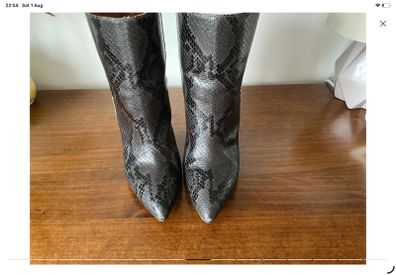 Authentic Paris Texas python snakeskin leather two tone ankle boots 100mm approx. Size 3