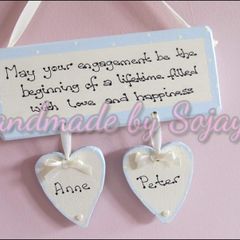 Engagement plaque handmade personalised