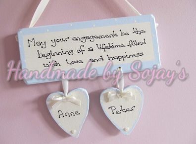 Engagement plaque handmade personalised