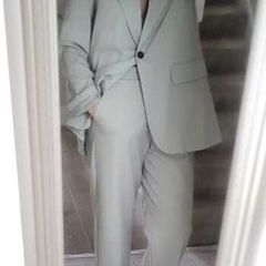 ZARA Pistachio Green Blazer + Ankle Length Wide Leg Pants Sz L - Fit 12-14UK - Bnwt Rrp 99