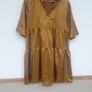Object gold mustard ruffle flounce tiered smock shirt collar dress size EU 40 Image 3