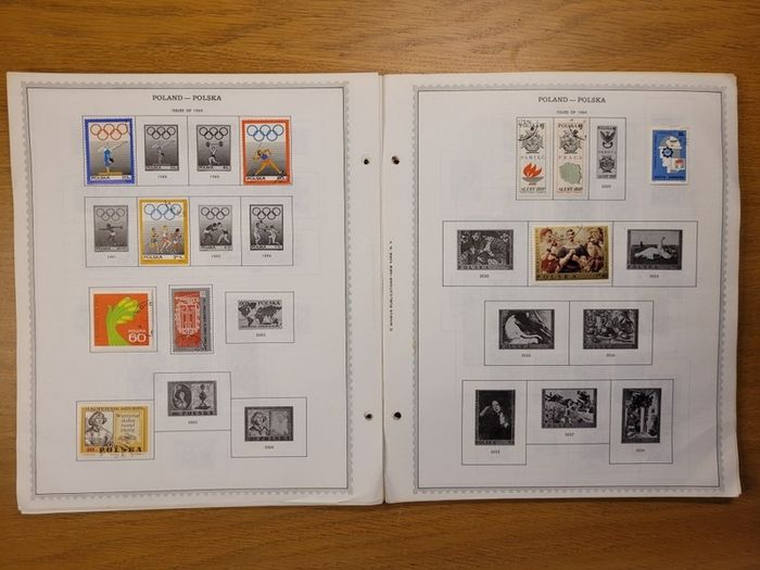 Poland 1946 -1983  Minkus Stamp album pages partially filled