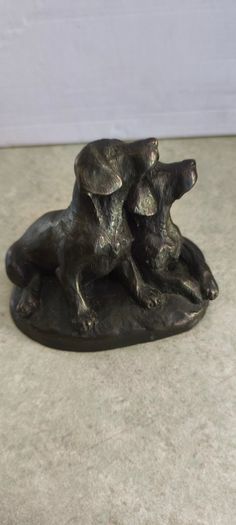 Small Cold Cast Bronze Sculpture Of Two Labrador Pups