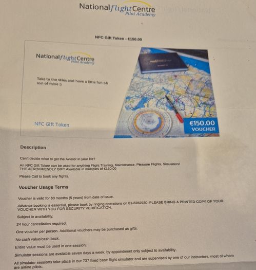 National flight centre voucher E150
