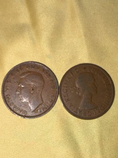 1943 & 1959 Great Britain Pre-Decimal Half Penny Coins
