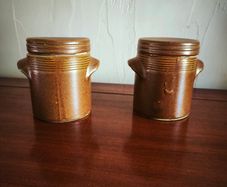 lovely duo of rustic French earthenware pots