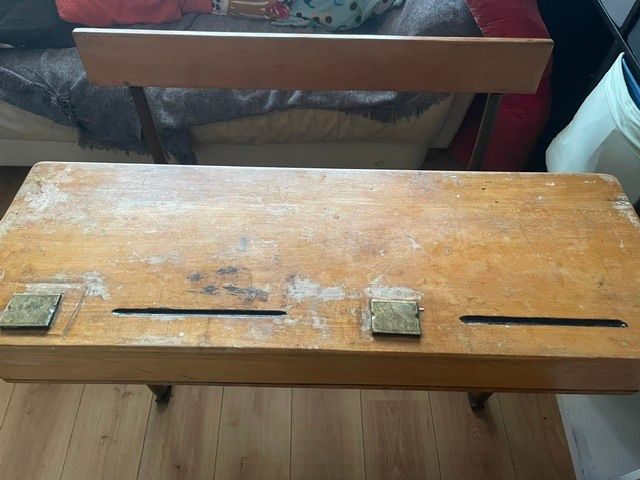 Vintage double school desk and chair