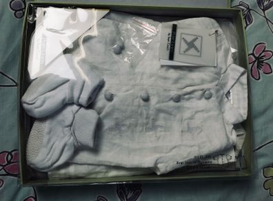 Baby boy pure linen christening outfit 0-6months