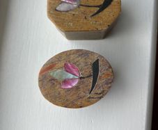 Alabaster Mini Trinket Box (2) with Shell Inlay (E5 each)