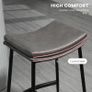 Breakfast Bar Stools Set of 2, Microfibre Upholstered Barstools, Industrial Bar Chairs with Curved Seat and Steel Frame for Dining Room, Kitchen, Grey Image 4
