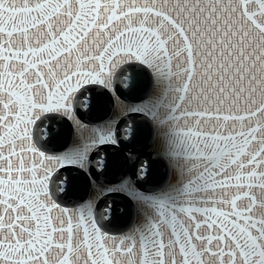 Beads 12 mm black obsidian gem stone crstaly
