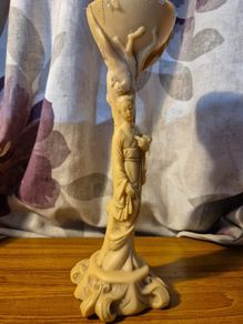 Rare Find. Vintage Resin Oriental Goddess Carved Statue/Holder