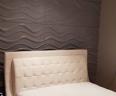 Double White Leather Sleigh Bed