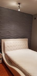 White Leather Double Sleigh Bed