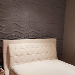 White Leather Double Sleigh Bed